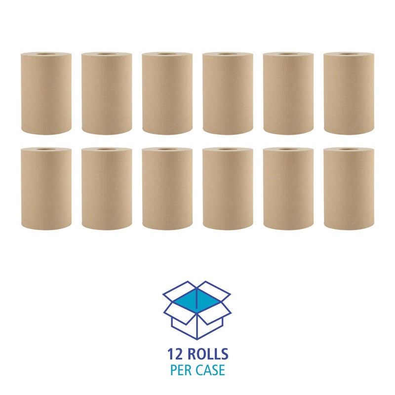 Boardwalk 6252 Hardwound Paper Towels, 8" x 350ft, 1-Ply Natural (Case of 12 Rolls) - Image 3